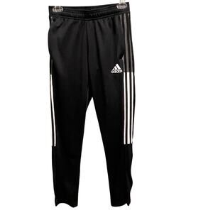 Adidas Track Pants 13-14 Youth Large Black Three Stripe Zipper Ankle Casual